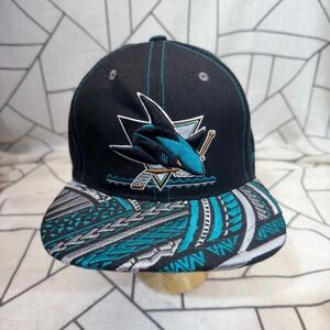 Zephyr San Jose Sharks OSFA Black Teal Tribal Brim NHL Snapback Hat